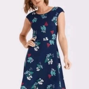 Draper James navy floral ponte A-line dress